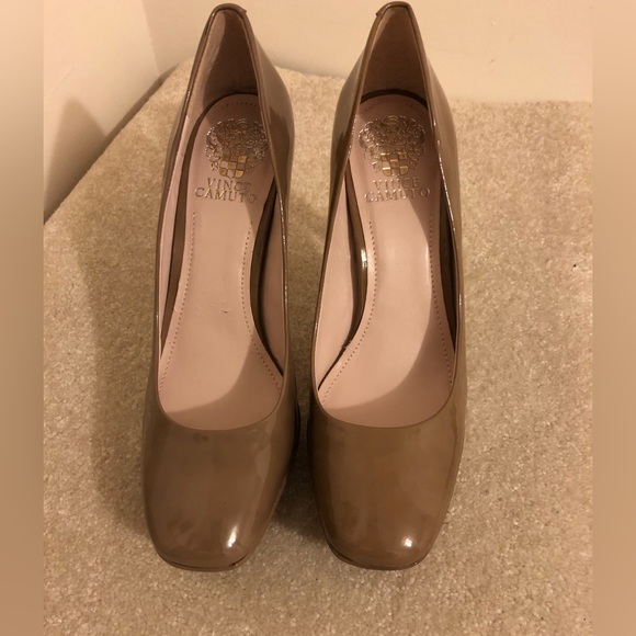 Vince Camuto Leather Platform Pumps Taupe 8M - Picture 2 of 4